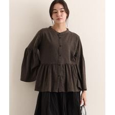 ペプラムギャザーブラウス風カットソー