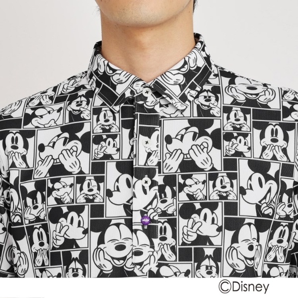 DISNEY】総柄デザイン 半袖ポロシャツ（ミッキーマウス） | アダバット