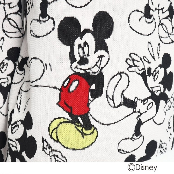 DISNEY】総柄デザイン クルーネック セーター（ミッキーマウス