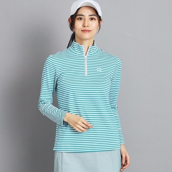 UVカット吸水速乾】ボーダーデザイン ハーフジップ長袖プルオーバー