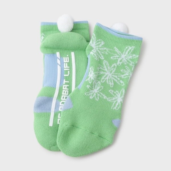 ラインフラワー柄 3Dタイプ ショートソックス | アダバット(adabat