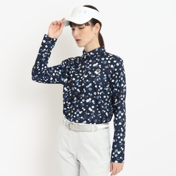 UVカット／吸水速乾／遮熱素材】リンゴデザイン 長袖ポロシャツ