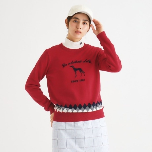 アダバット　ロゴデザイン 長袖カシミヤセーター　ゴルフウェア アダバット ロゴデザイン 長袖カシミヤセーター ゴルフウェア ロゴ