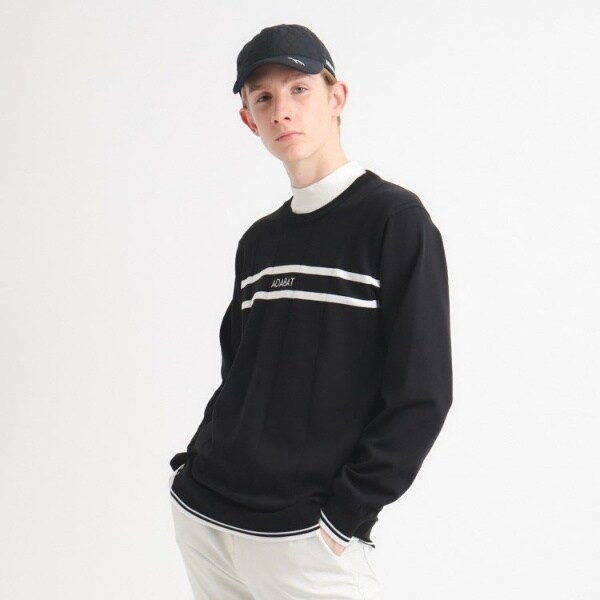 新品コムサメン ハイゲージ クルーネック コットン 天竺ニット セーターL黒 定価1.4万円/オールシーズン/COMME CA MEN 新品コムサメン サイドライン ハイゲージ クルーネック コットン 天竺