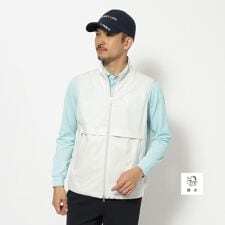 撥水加工 ロゴチェックジップアップベスト