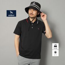 【新レーベル ADABAT NAVY】UVカット吸水速乾 ドライカノコラインポロシャツ