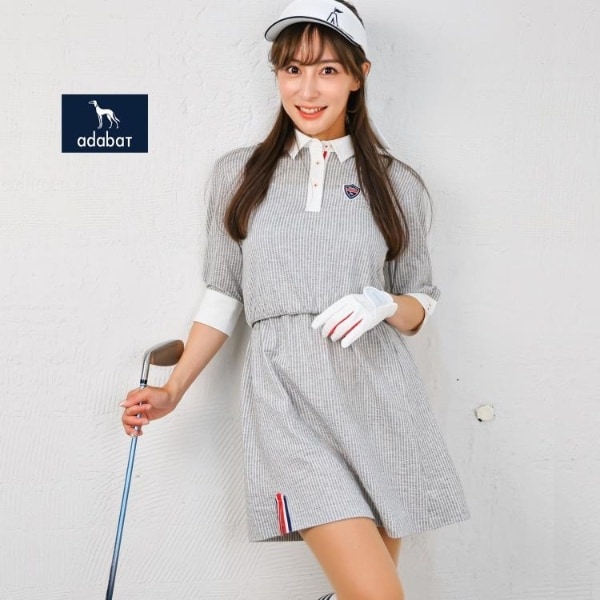 新品　ADABAT アダバット ワンピース M UVカット／吸水速乾 クールコアサマープリントワンピース