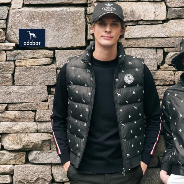 アダバット　ダウンベスト 新レーベル ADABAT NAVY】【撥水】ジェットブラックダウンベスト