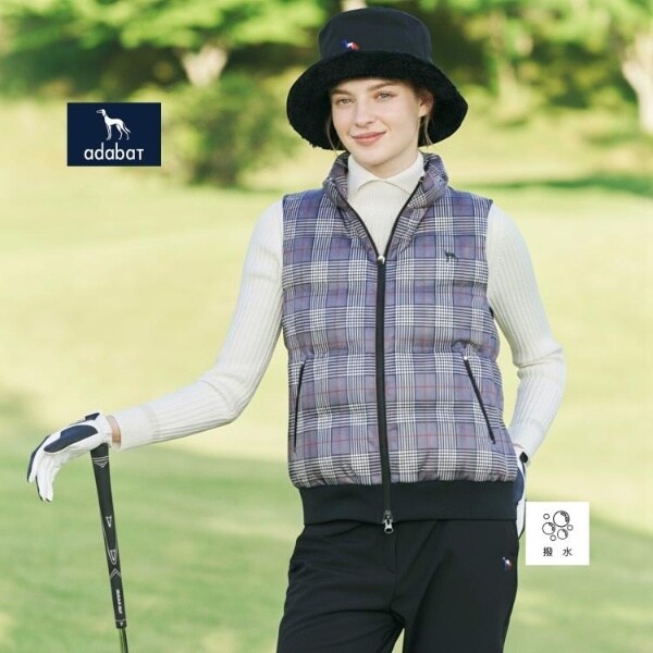 ADABAT NAVY】【撥水】グレンチェック中綿ベスト | アダバット(adabat
