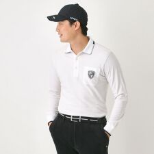 【吸湿発熱】ポケットエンブレム長袖ポロシャツ