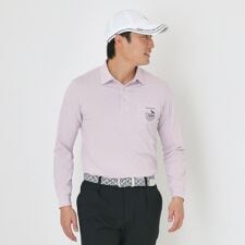 吸水速乾シャンブレーストライプ長袖ポロシャツ