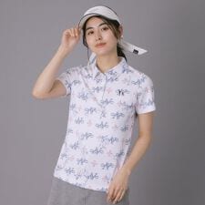 【ADABAT NAVY】ロゴモノグラムプリント半袖ポロシャツ