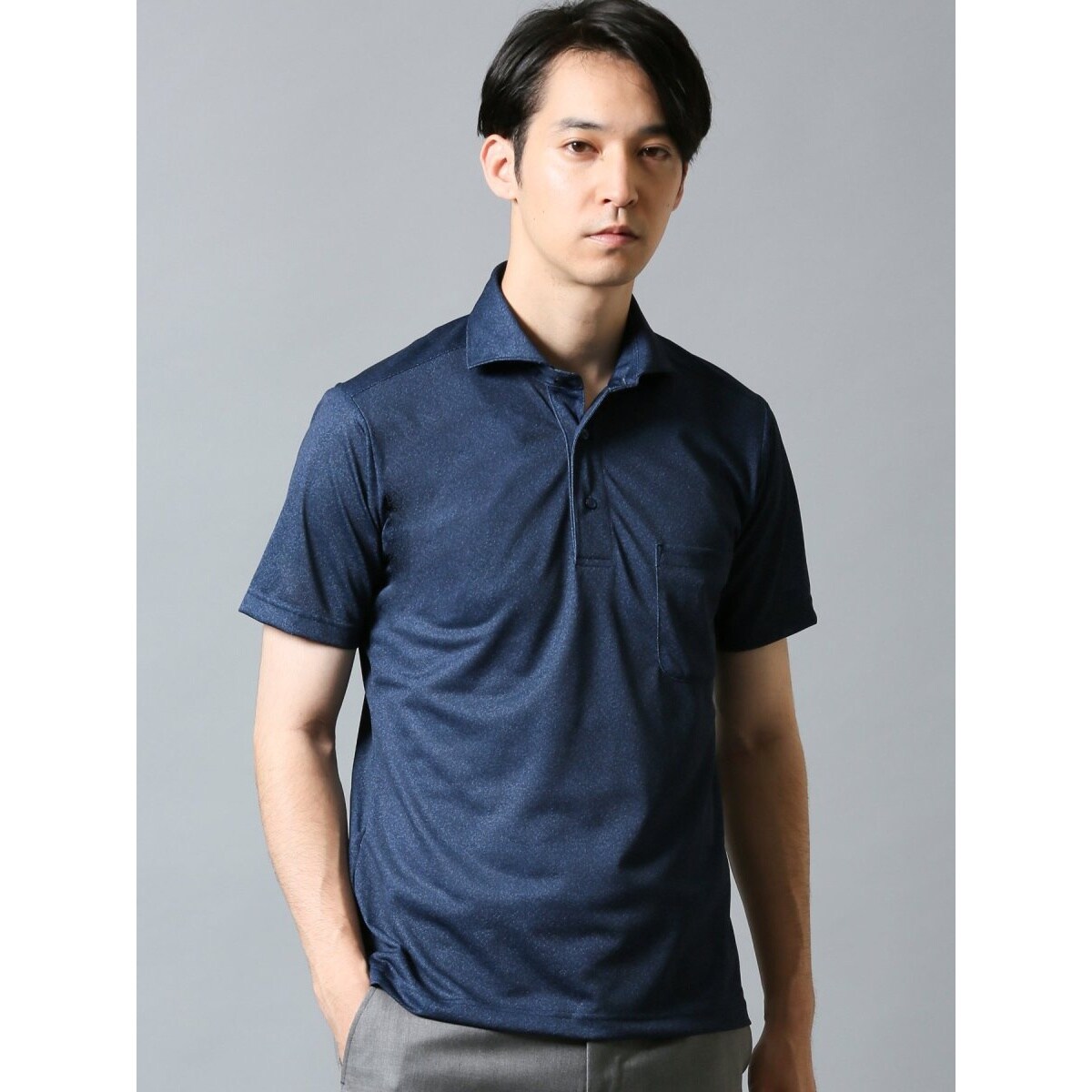 Biz ドライネクスト/DRYNEXT デニムプリント 半袖ポロシャツ