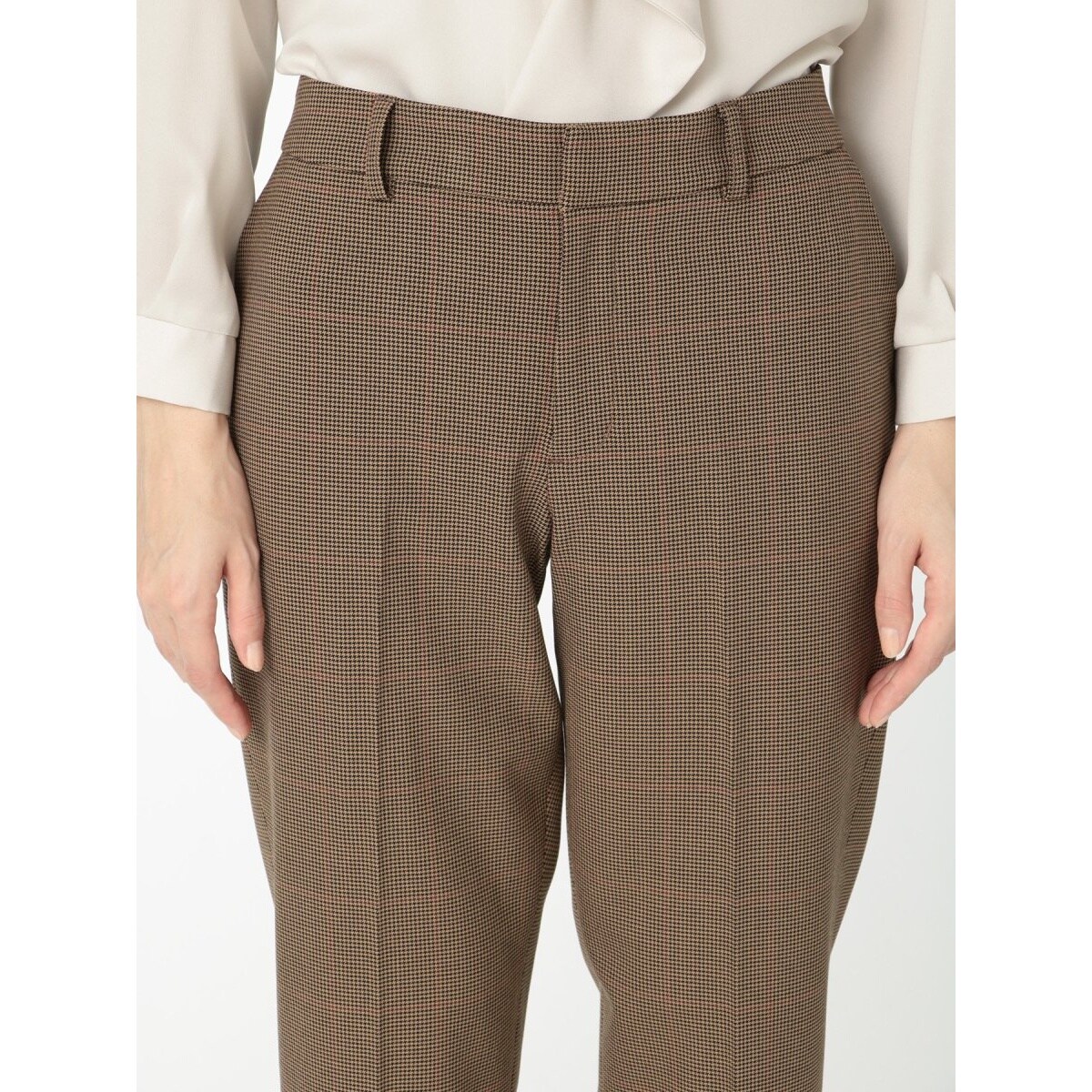 ガンクラブチェック テーパードパンツ 茶(セットアップ可能