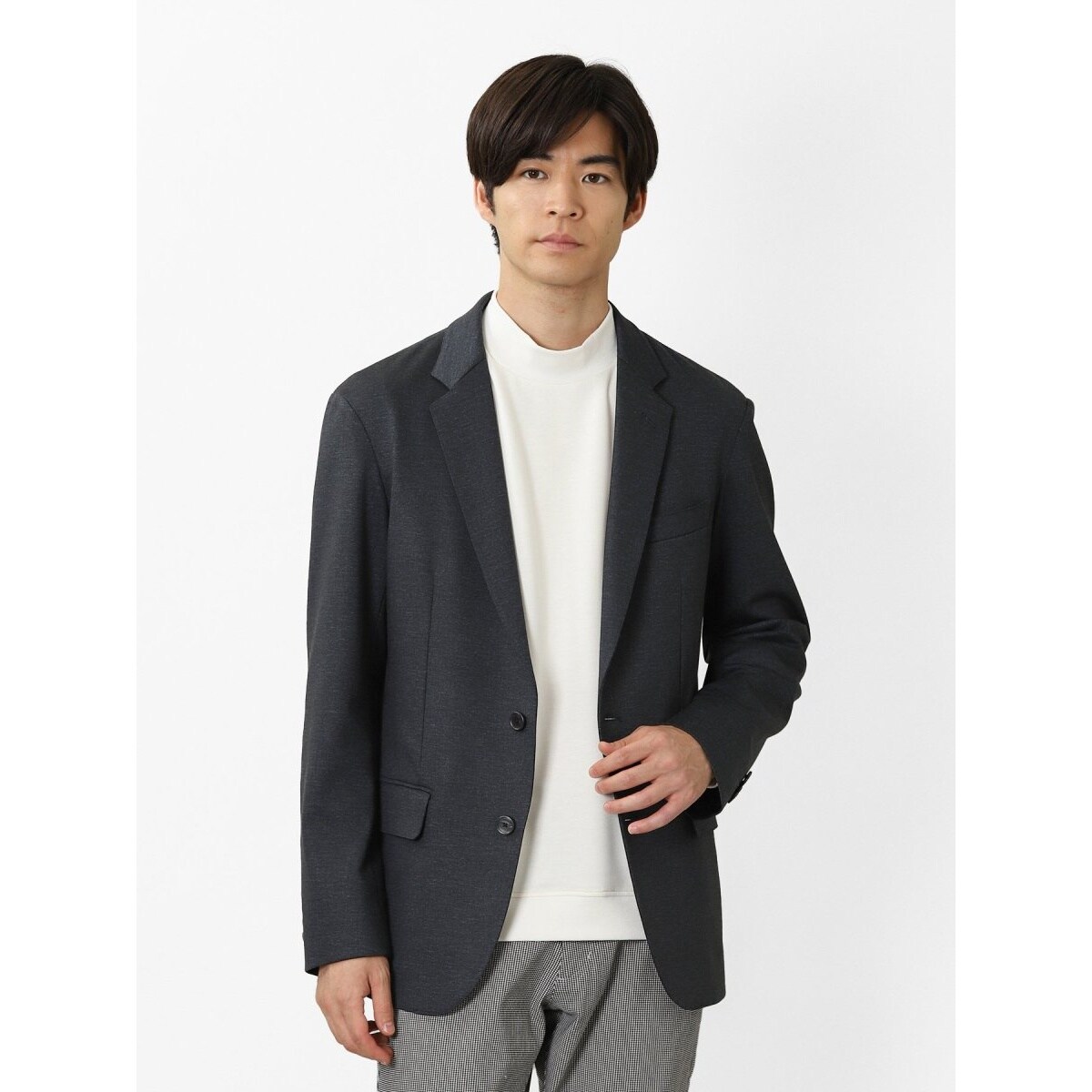 タカキュー 軽量ストレッチ 2ボタンスリムジャケット 紺 | タカキュー