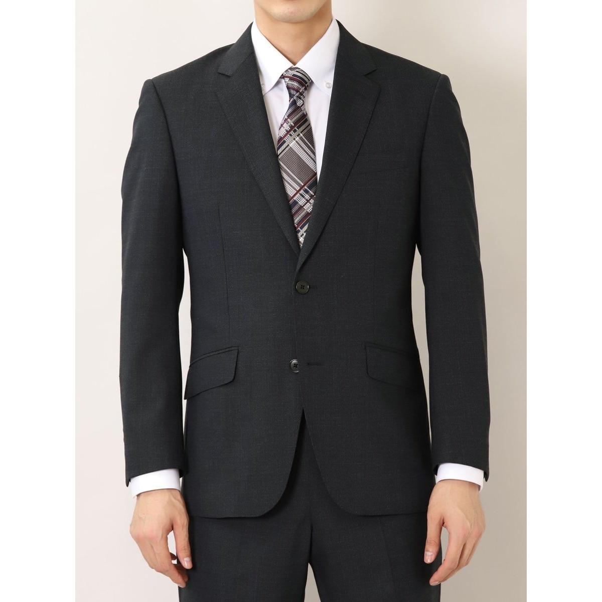 タカキュー 洗える✨ビジネススーツセットアップ ネイビー チェック