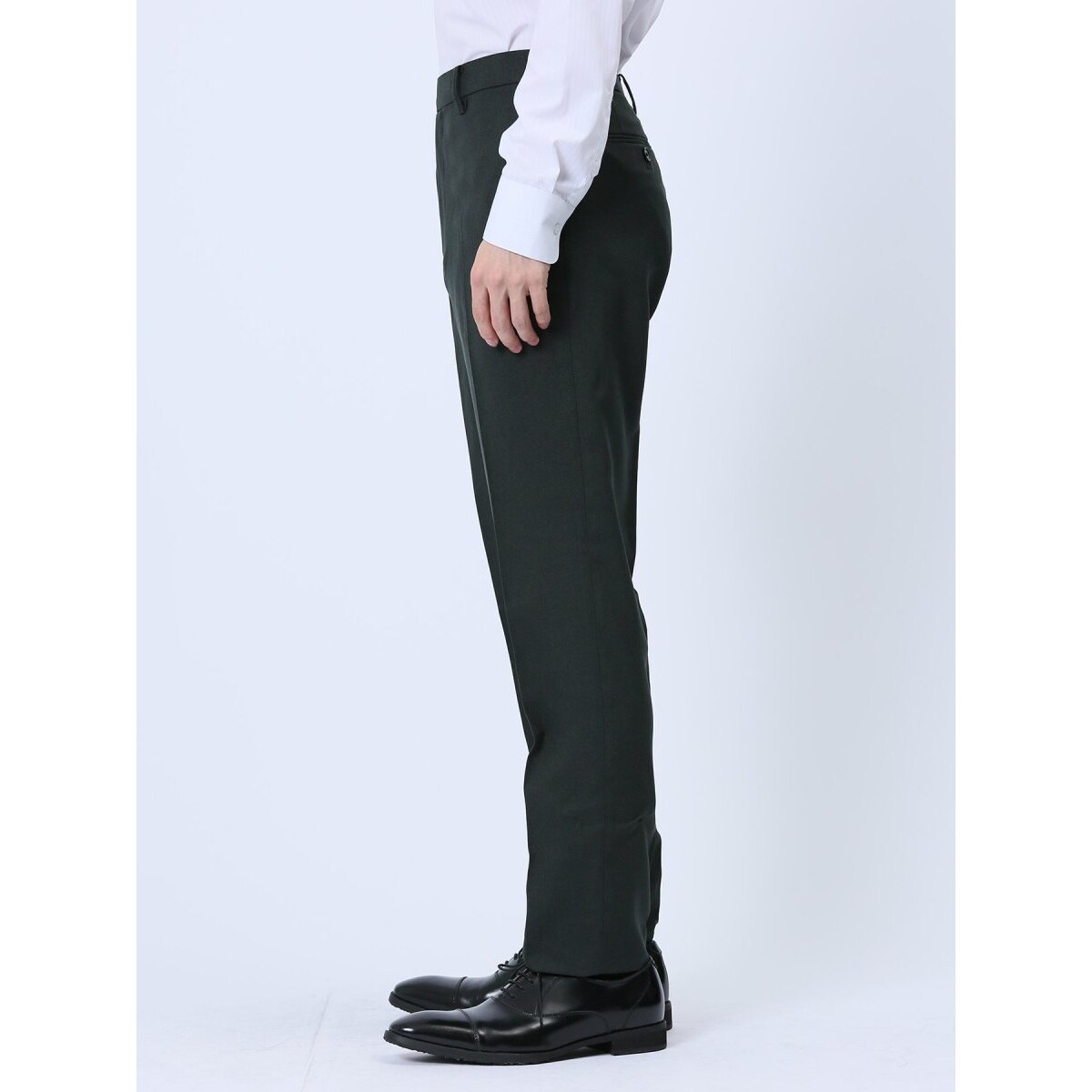 タカキュー ウールライク ノータックビジネスパンツ ドビー黒