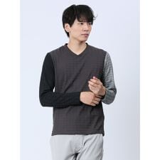 タカキュー リンクスジャガード千鳥 Vネック長袖Tシャツ