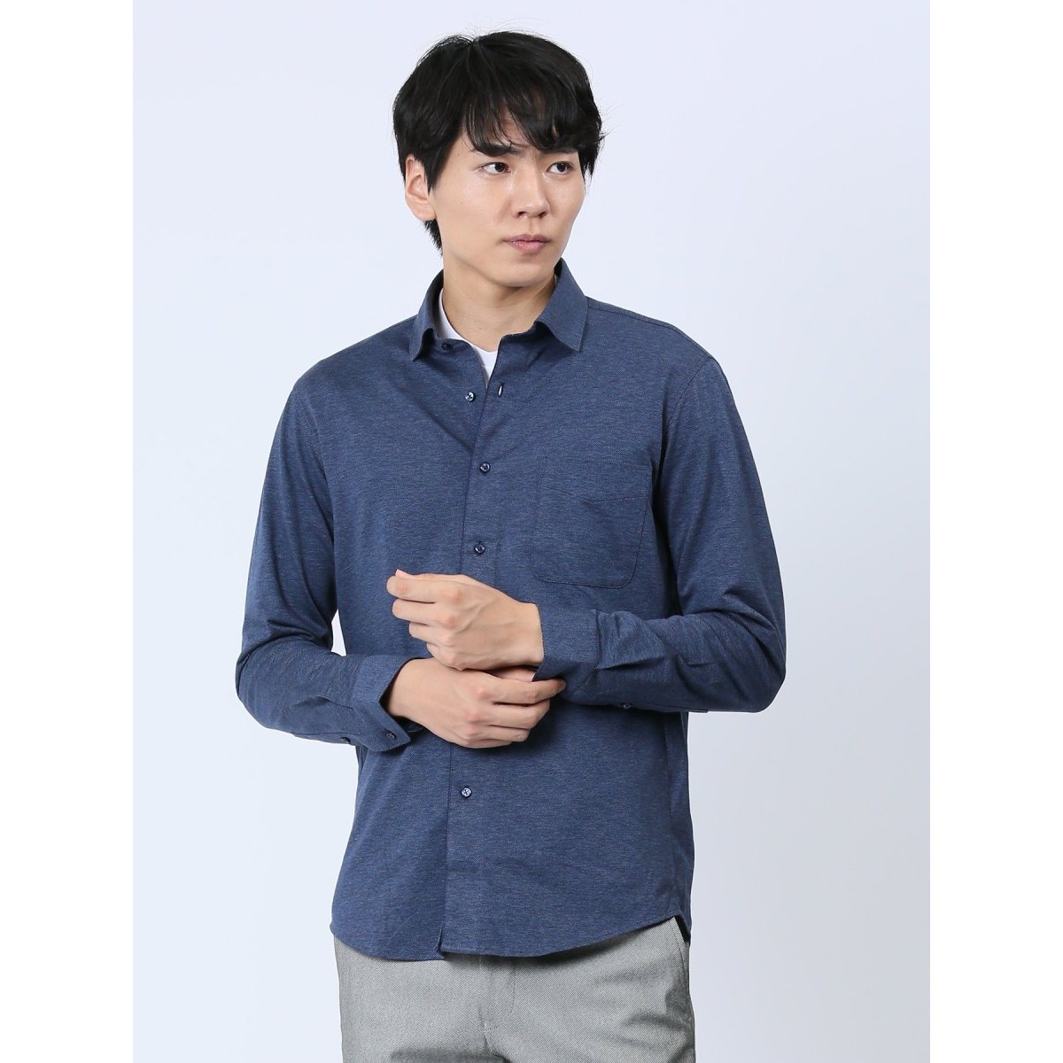 正規品特価タカキュー TAKA-Q メンズ ワイシャツ 長袖 Mサイズ スリムフィット シャツ