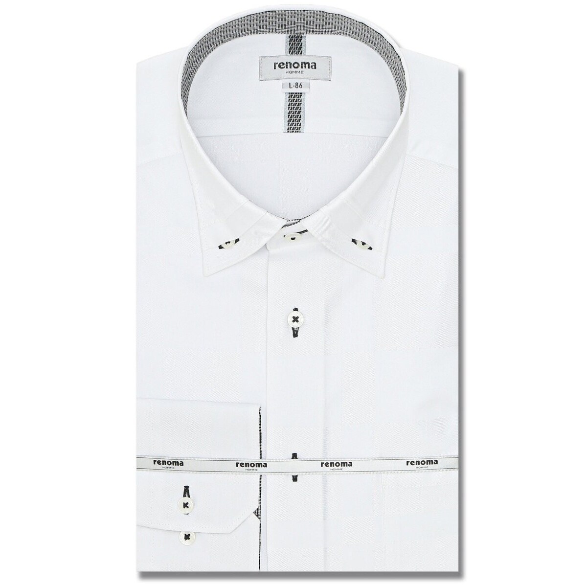 レノマオム 形態安定 3枚衿風ボタンダウン ビジネスドレス長袖シャツ