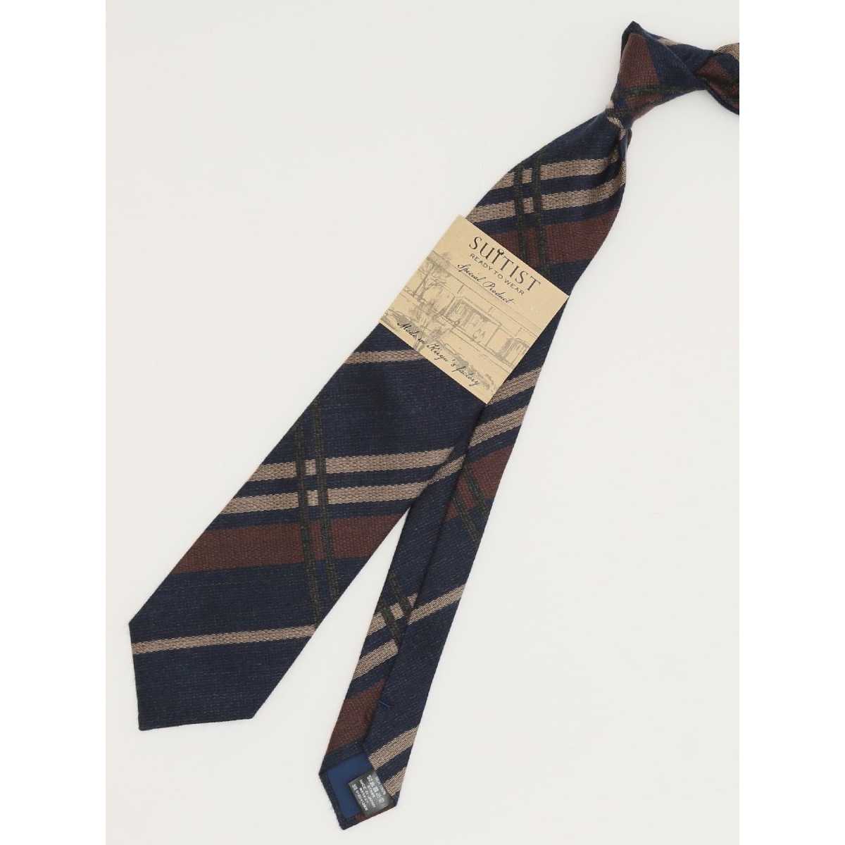 スーティスト 日本製 シルク起毛 チェック柄 ネクタイ 8.0cm幅