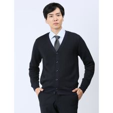 アレキサンダージュリアン ウォッシャブル ウール混ヘリンボン ニットカーディガン