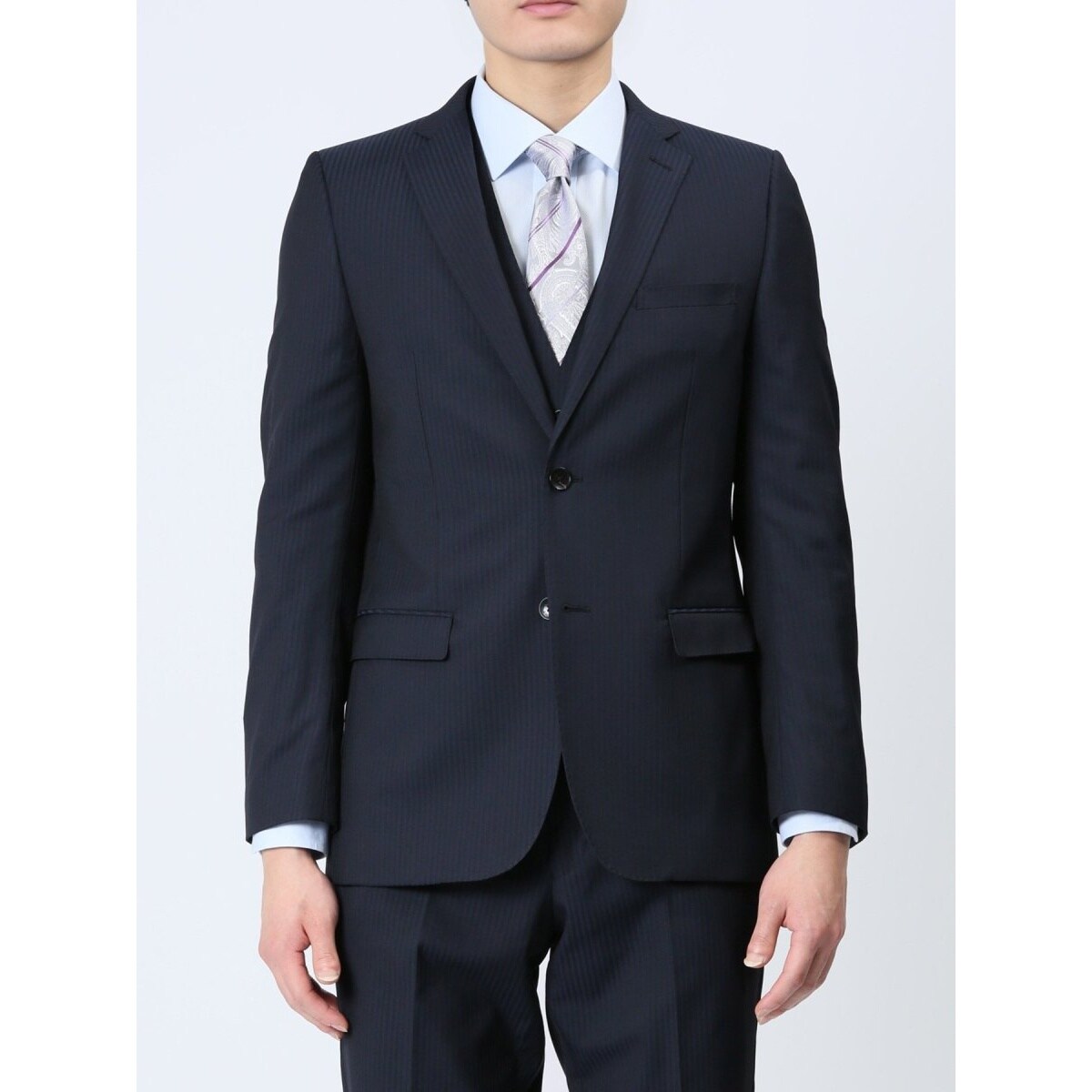 超光沢 ストレッチ】レノマ オム 2ボタン3ピース ビジネスセットアップ