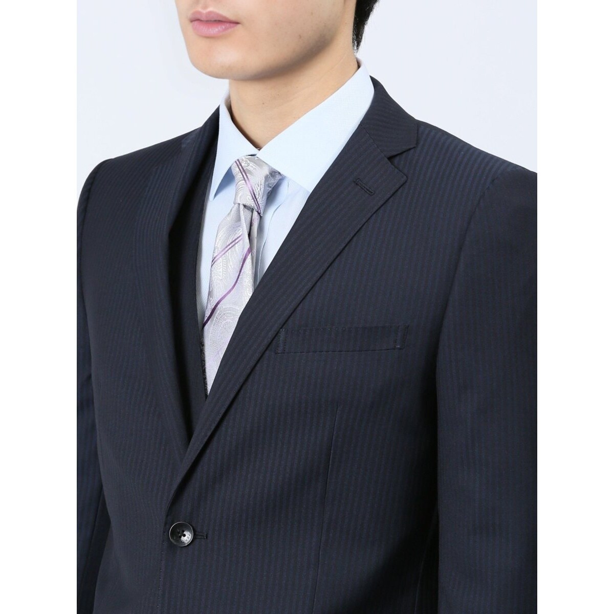 超光沢 ストレッチ】レノマ オム 2ボタン3ピース ビジネスセットアップ