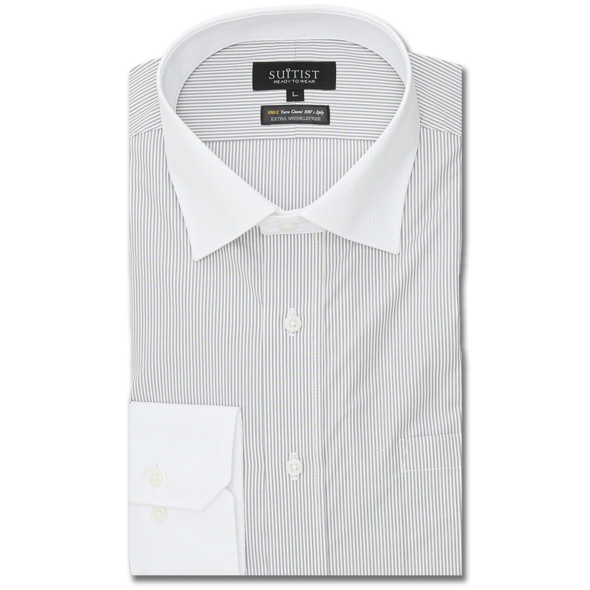 綿混双糸 形態安定】スーティスト ワイドカラー ビジネスドレス