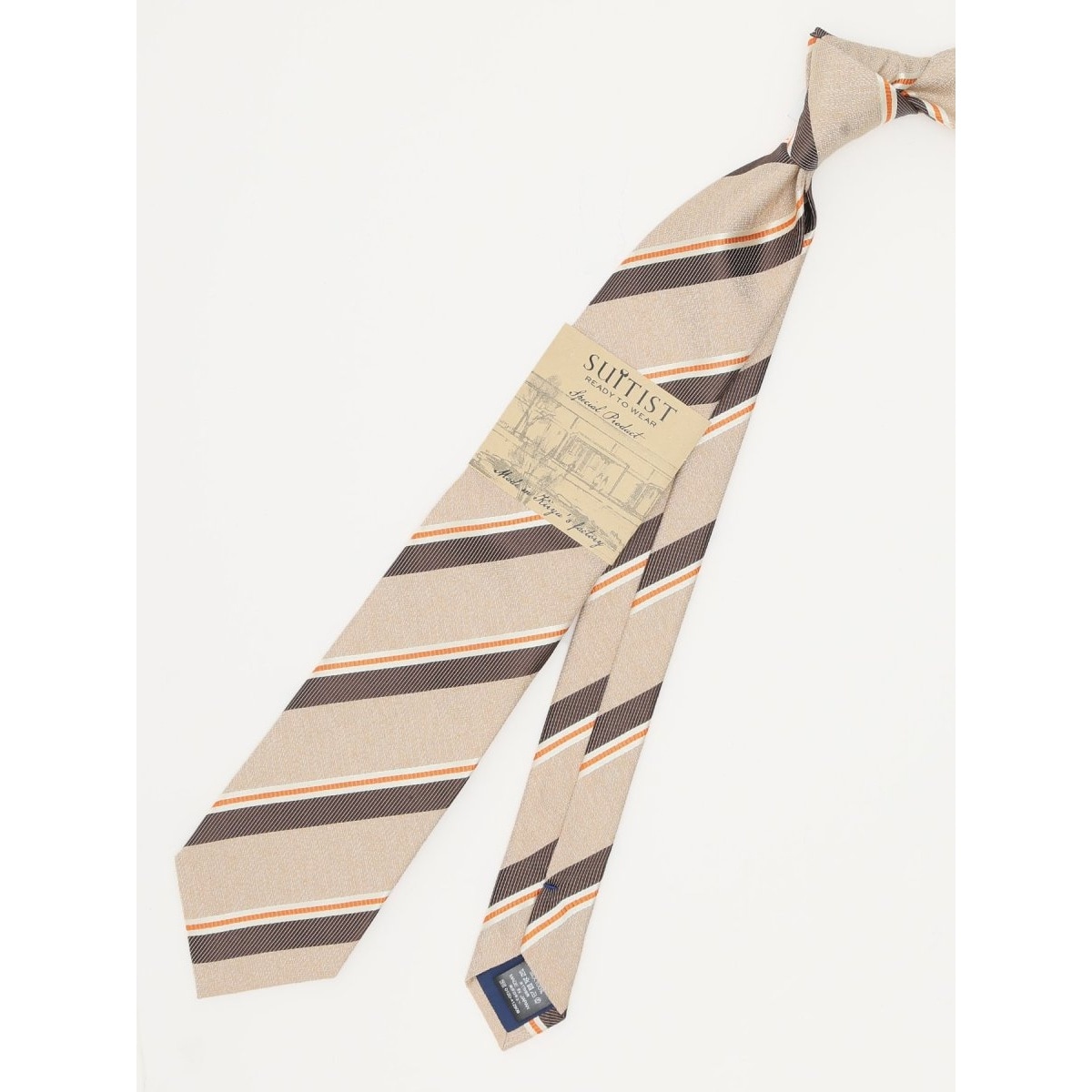 スーティスト 日本製 シルクストライプ柄 ネクタイ 8.0cm幅