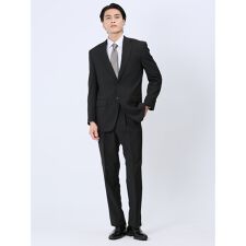 【WEB限定販売 裾上不要 ストレッチ ウォッシャブル】2ボタン2ピース フォーマルスーツ 黒無地