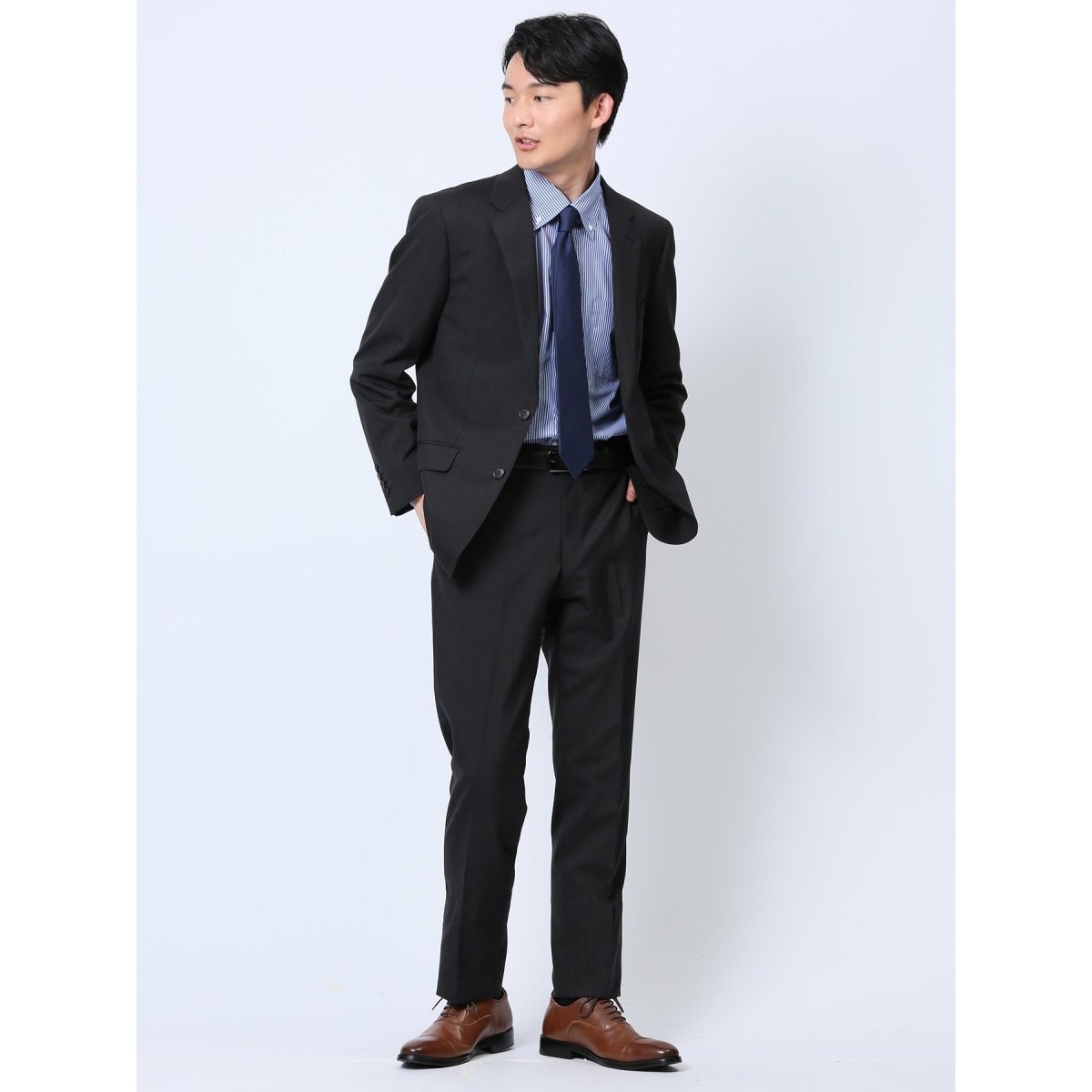 タカキュー（TAKA−Q）/【ウール混 パンツウォッシャブル】タカキュー 2ボタン2ピース セットアップスーツ ストライプ黒 ウール混 パンツウォッシャブル】タカキュー 2ボタン2ピース