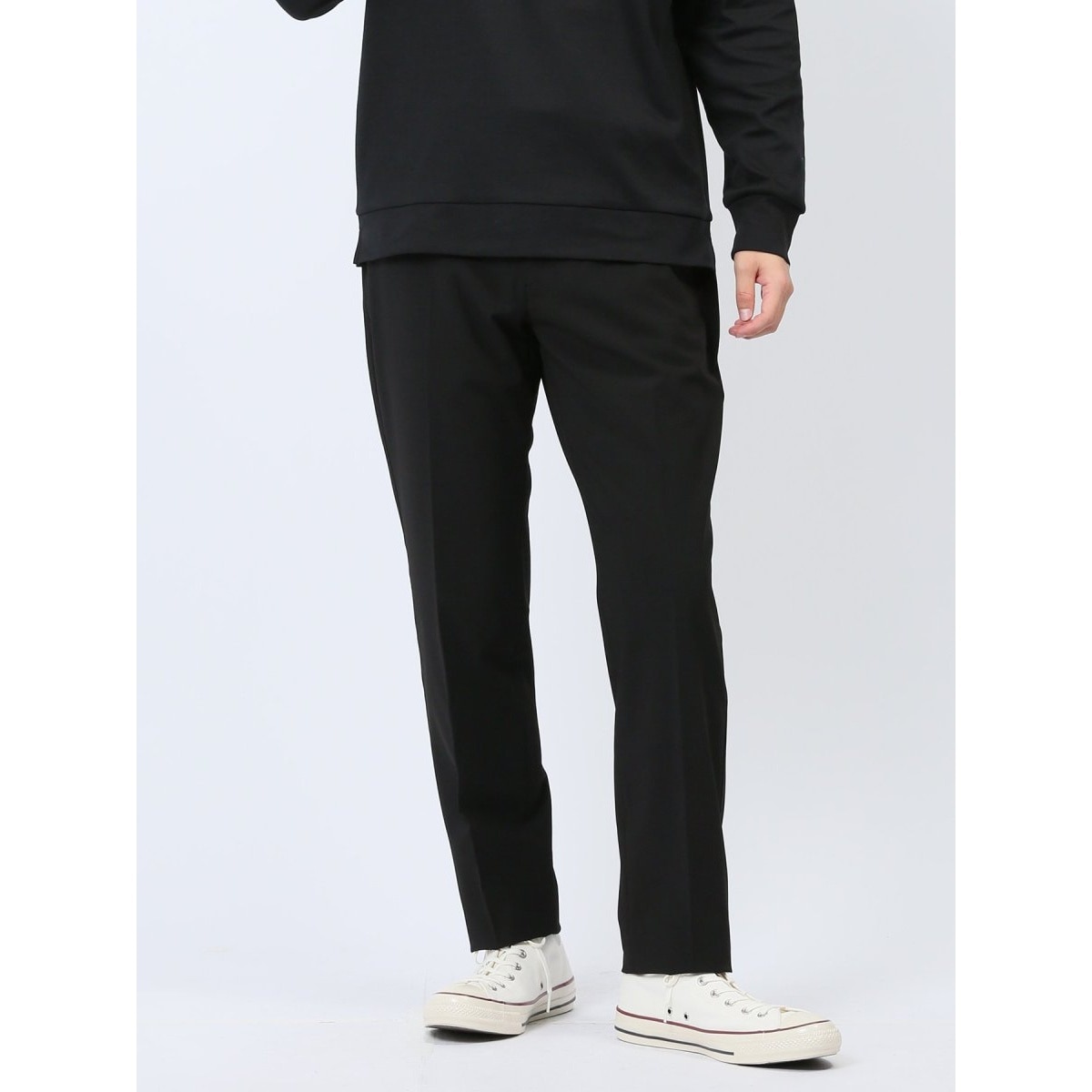 m.f.エディトリアル クロスストレッチ裏起毛 スリムパンツ ドビー