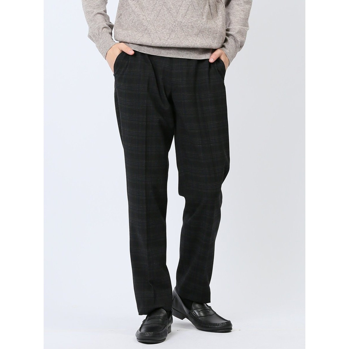 m.f.エディトリアル クロスストレッチ裏起毛 スリムパンツ ドビー