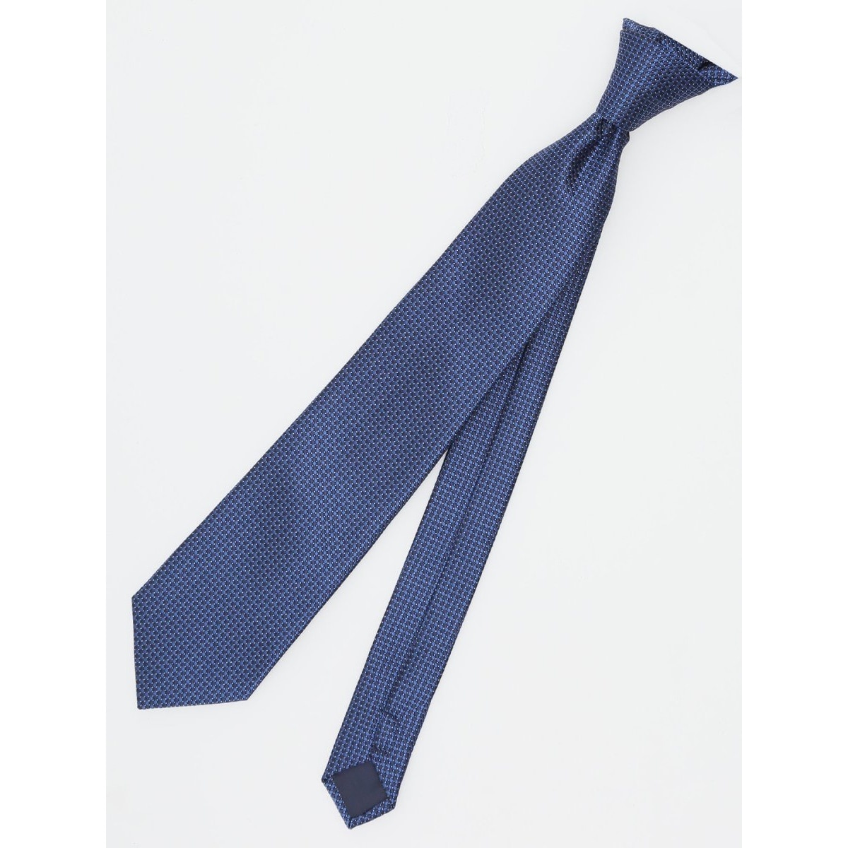 シルクブレンド ネクタイ ダイヤ柄 小紋柄 ネイビー 7.5cm幅