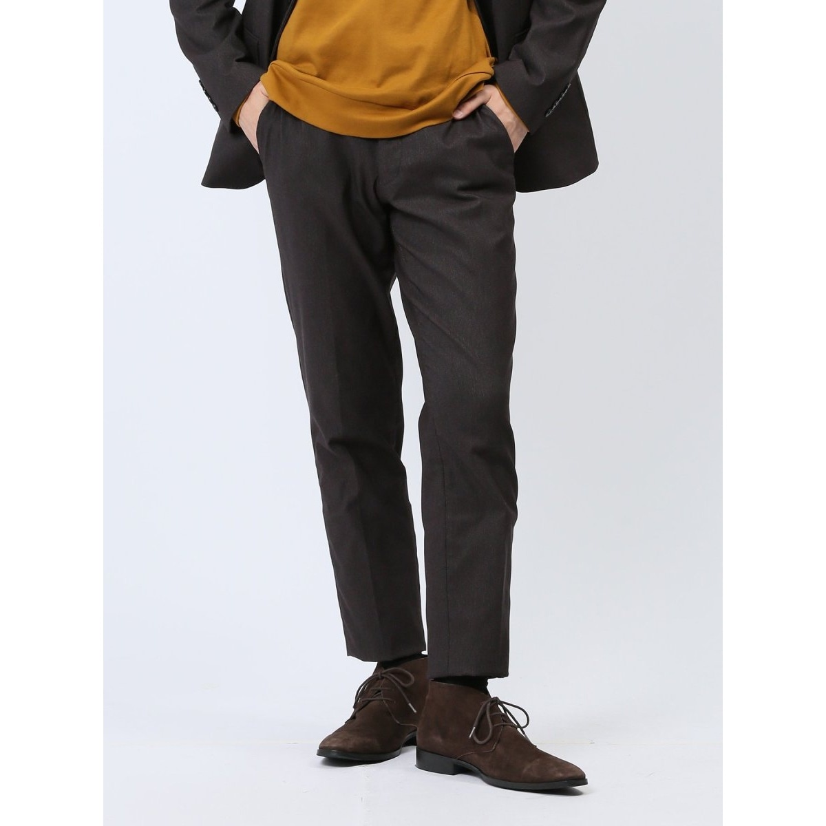 タカキュー（TAKA−Q）/タカキュー クロスストレッチ裏起毛 ノータック ビジネスパンツ ピケ黒(セットアップ可能) タカキュー クロスストレッチ裏起毛 ノータック ビジネスパンツ ピケ黒