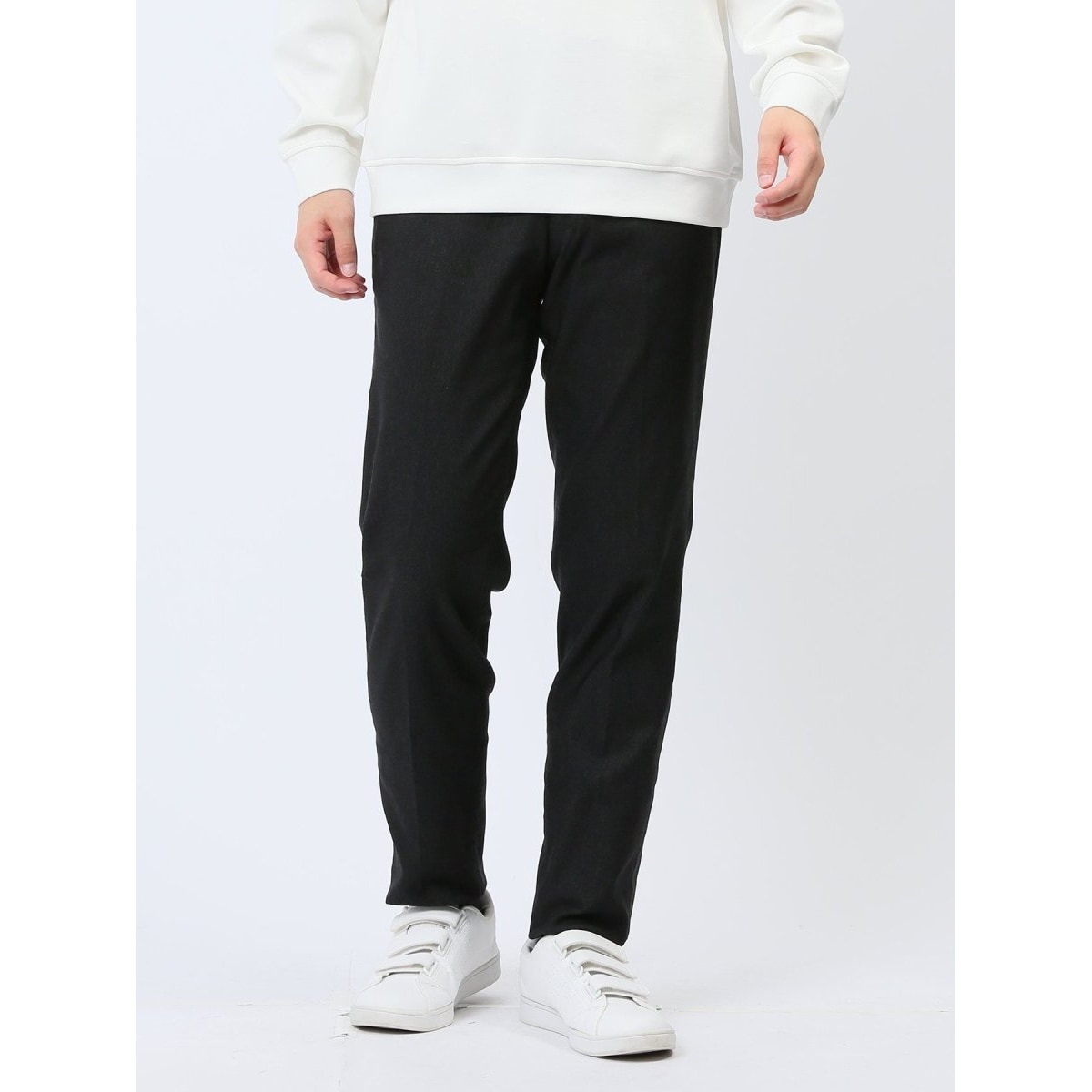 タカキュー クロスストレッチ裏起毛 ノータック ビジネスパンツ ピケ黒