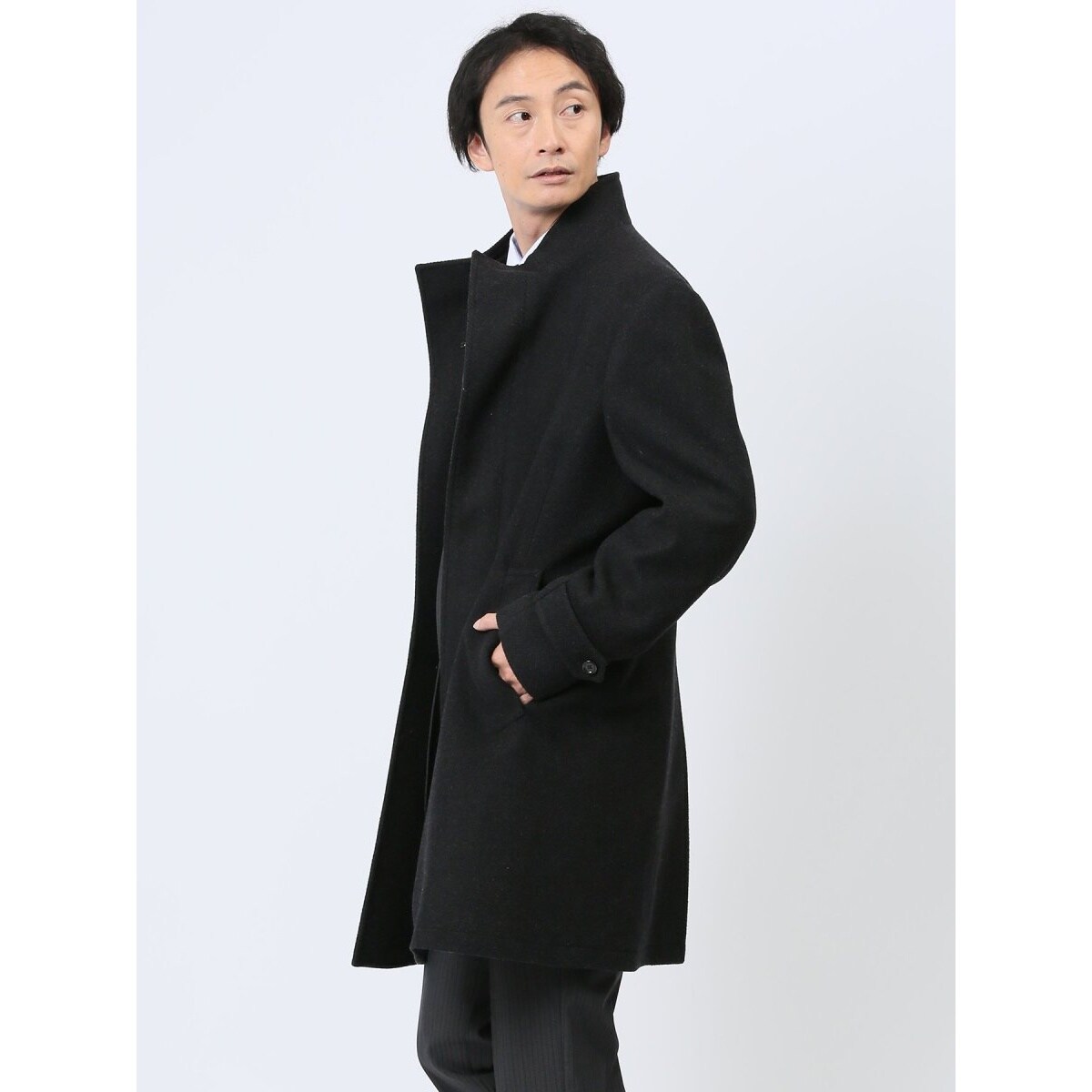 タカキュー ウール混 スタンドコート カルゼ黒 | タカキュー(TAKA-Q