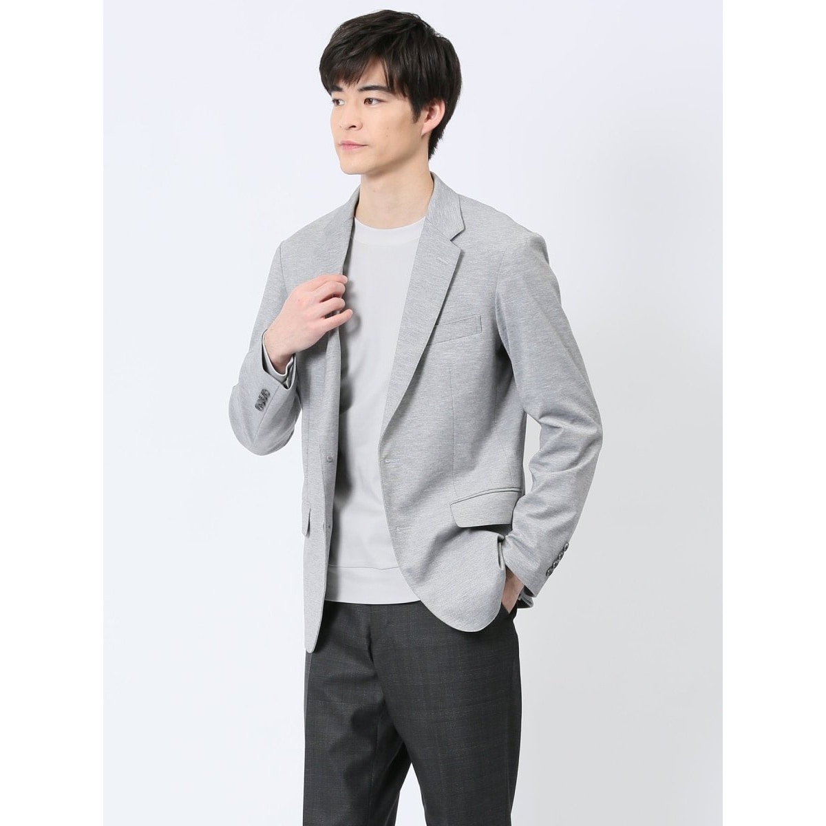 タカキュー（TAKA−Q）/タカキュー ストレッチポンチ 2ボタンジャケット メランジライトグレー タカキュー ストレッチポンチ 2ボタンジャケット メランジライトグレー