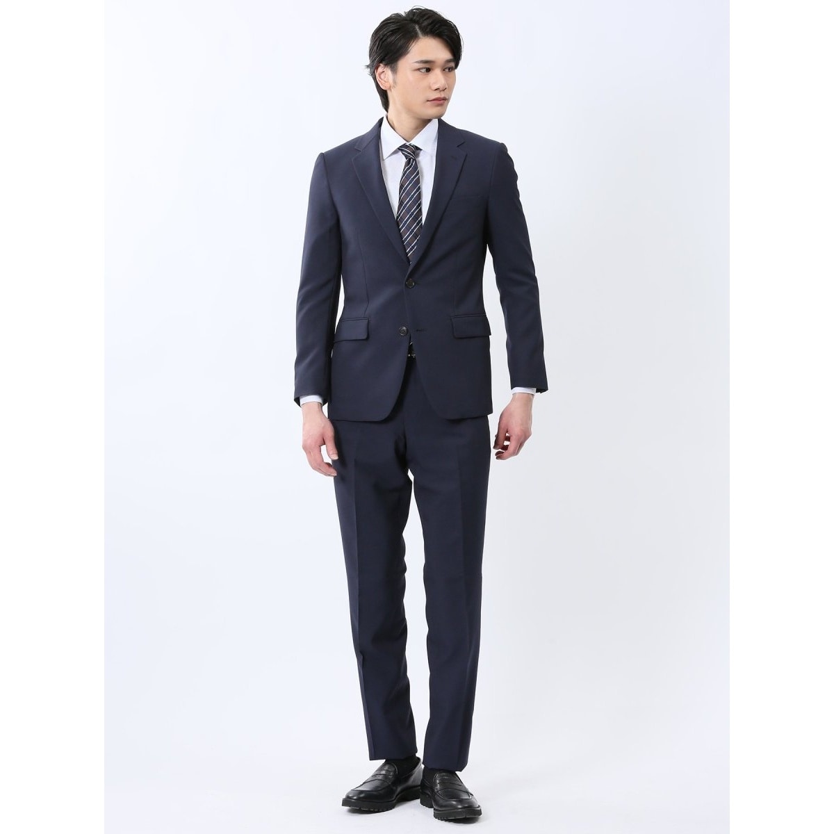 アレキサンダージュリアン ウール混ストレッチ 2ボタンコーディネート3