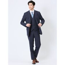 【ストレッチ ウォッシャブル】タカキュー 2ボタン3ピース ビジネスセットアップスーツ ウィンドペン