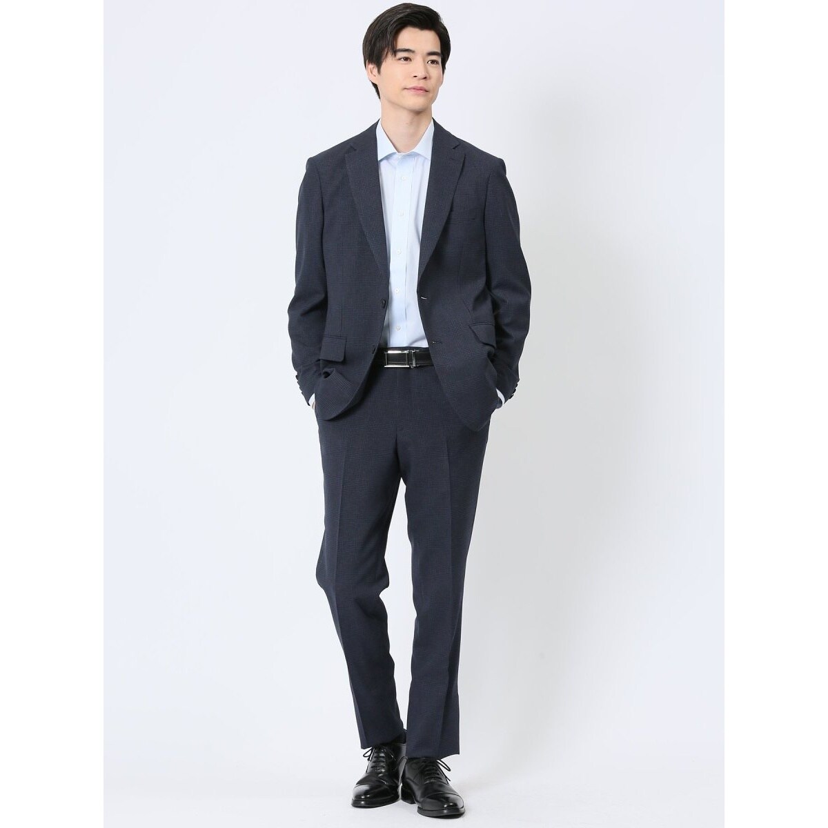 極美品・現行✨タケオキクチ　セットアップ　シャイニーヘリンボンストライプ　黒　L TAKEO KIKUCHI｜【ナローモデル】シャイニー ヘリンボン