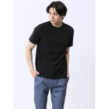 【ウォッシャブル】タカキュー リンクス幾何学柄ジャガード クルーネック半袖Tシャツ