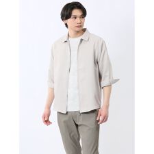 【イージーケア】タカキュー からみ織り フルジップ 7分袖シャツアウター