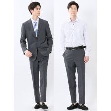 【2パンツ ストレッチ ウォッシャブル】タカキュー 2ボタン ビジネスセットアップスーツ チェック