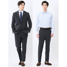 【2パンツ ストレッチ ウォッシャブル】タカキュー 2ボタン ビジネスセットアップスーツ チェック