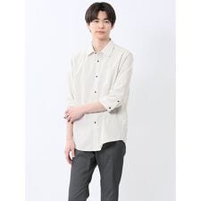 【イージーケア】タカキュー TechLinen ／テックリネン　レギュラーカラー 7分袖シャツ