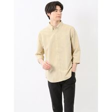 【吸水速乾】【マシンウォッシャブル】タカキュー TechLinen ボタンダウン 7分袖シャツ