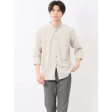 【吸水速乾】【マシンウォッシャブル】タカキュー TechLinen バンドカラー 7分袖シャツ