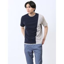 タカキュー ポンチ配色 クルーネック半袖Tシャツ